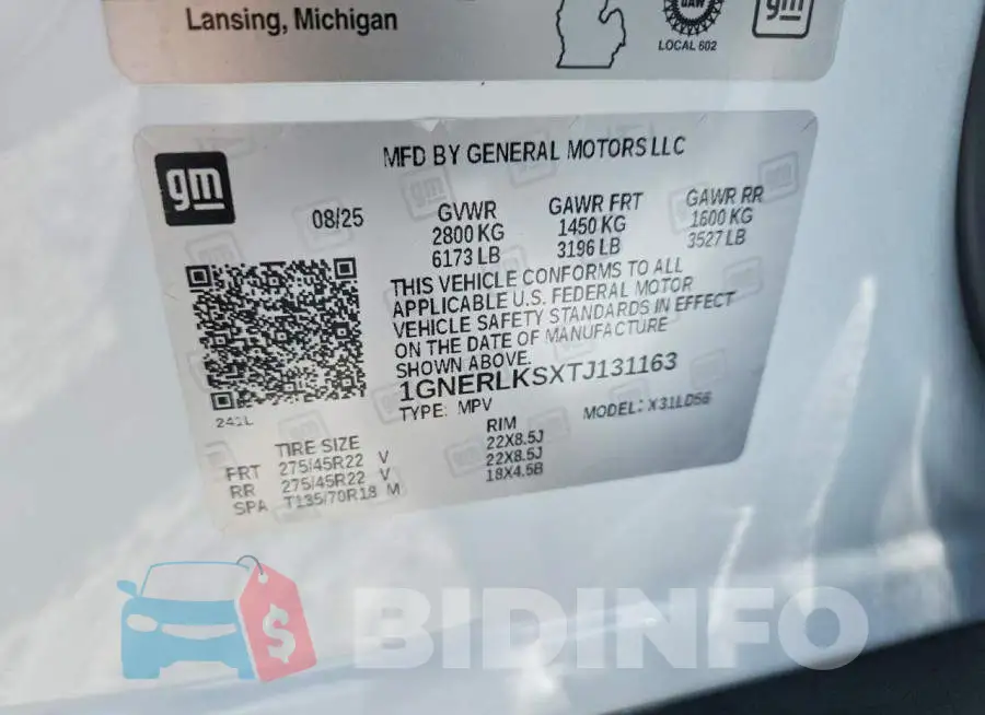 1GNERLKSXTJ131163 Photo# 13