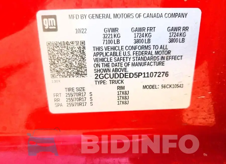 2GCUDDED5P1107276 Photo# 13