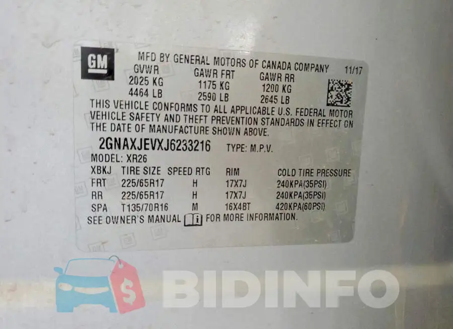 2GNAXJEVXJ6233216 Photo# 13