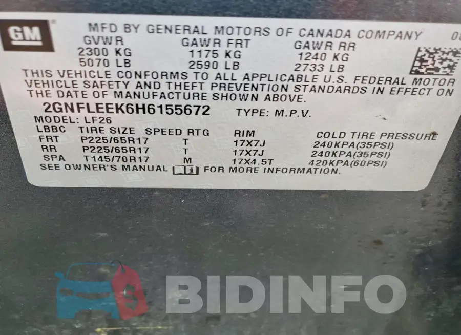 2GNFLEEK6H6155672 Photo# 12