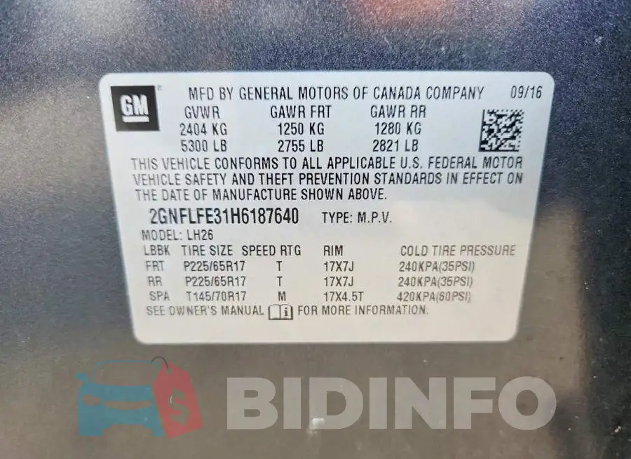 2GNFLFE31H6187640 Photo# 13