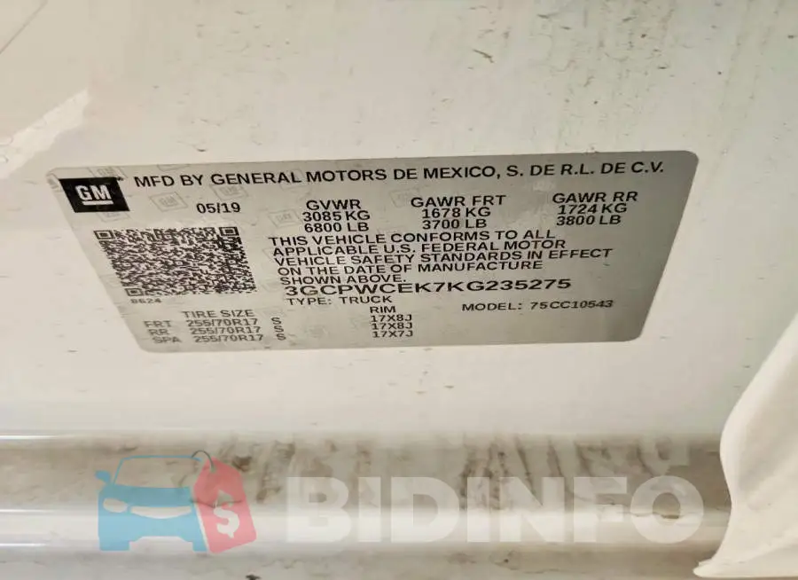 3GCPWCEK7KG235275 Photo# 12