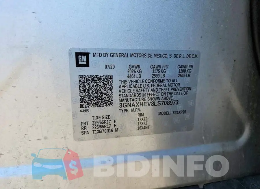 3GNAXHEV8LS708973 Photo# 14