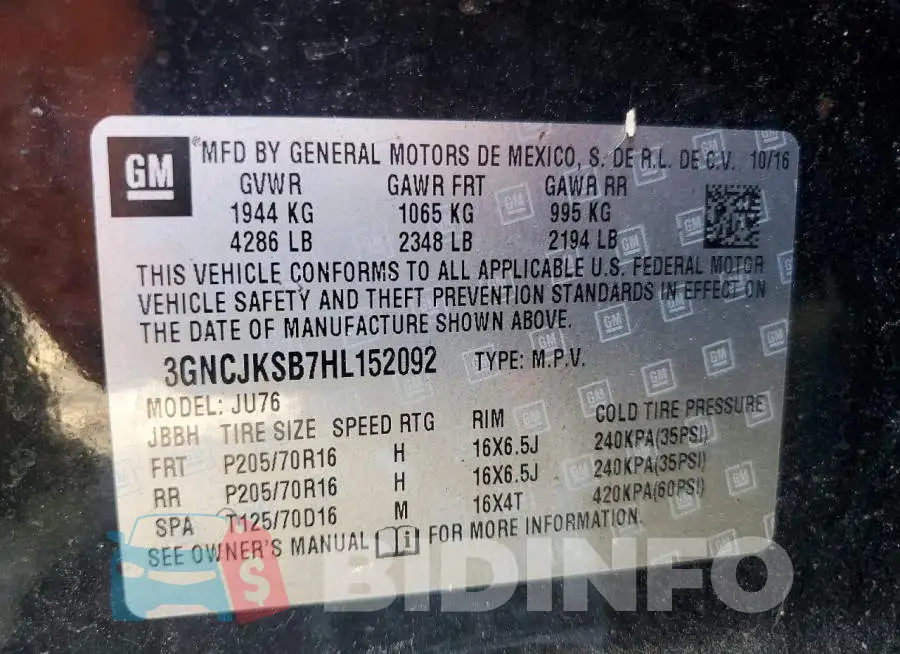 3GNCJKSB7HL152092 Photo# 12