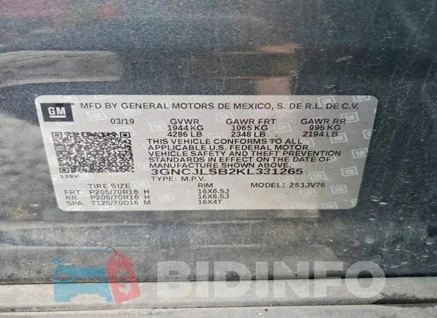 3GNCJLSB2KL331265 Photo# 13