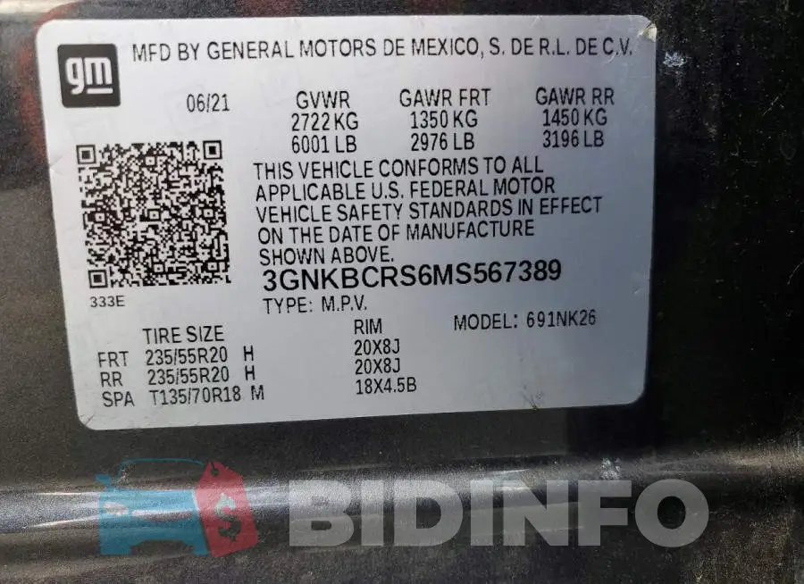 3GNKBCRS6MS567389 Photo# 13