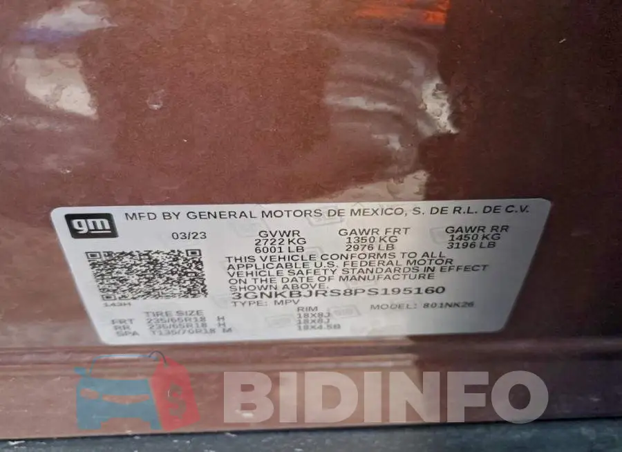 3GNKBJRS8PS195160 Photo# 13