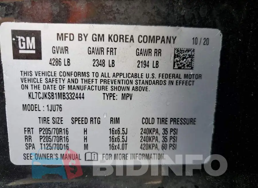 KL7CJKSB1MB332444 Photo# 13
