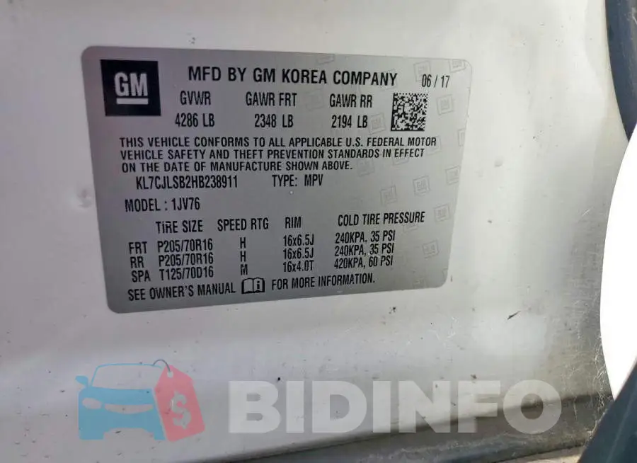 KL7CJLSB2HB238911 Photo# 12