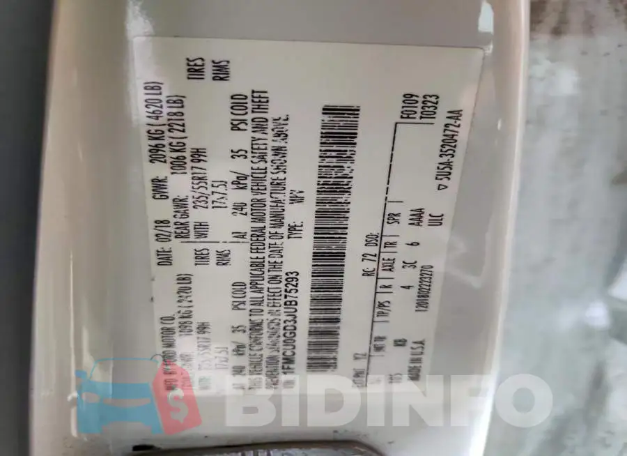 1FMCU0GD3JUB75293 Photo# 13