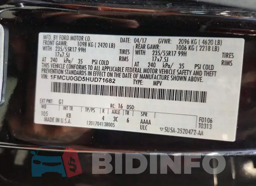 1FMCU0GD5HUD71682 Photo# 13