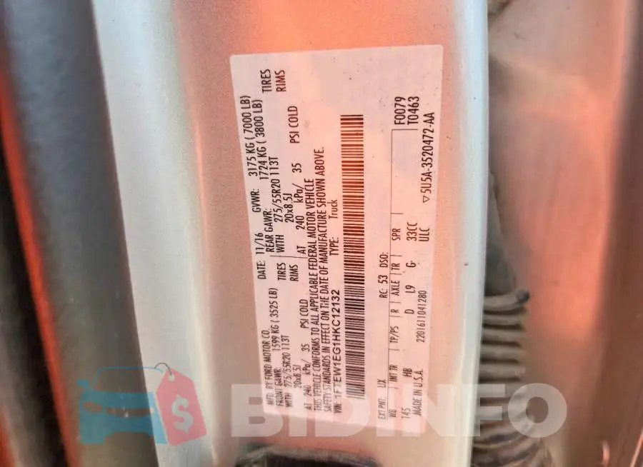 1FTEW1EG1HKC12132 Photo# 12