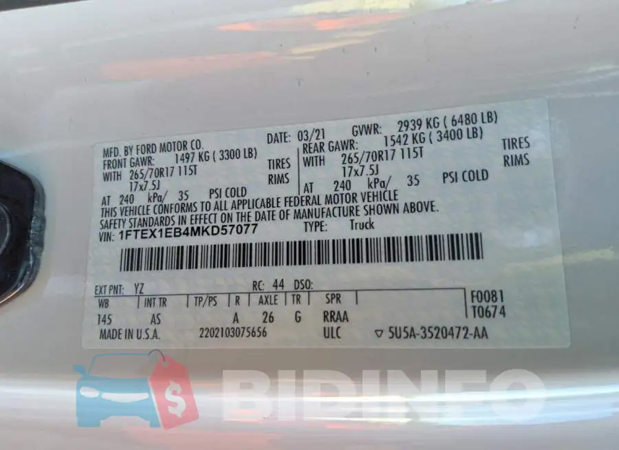 1FTEX1EB4MKD57077 Photo# 12