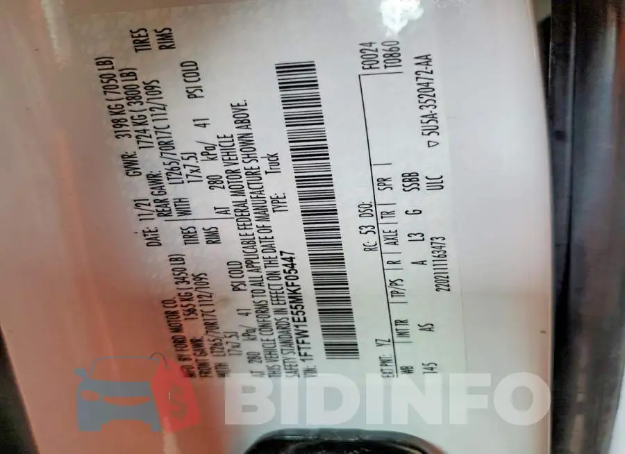 1FTFW1E55MKF05447 Photo# 12