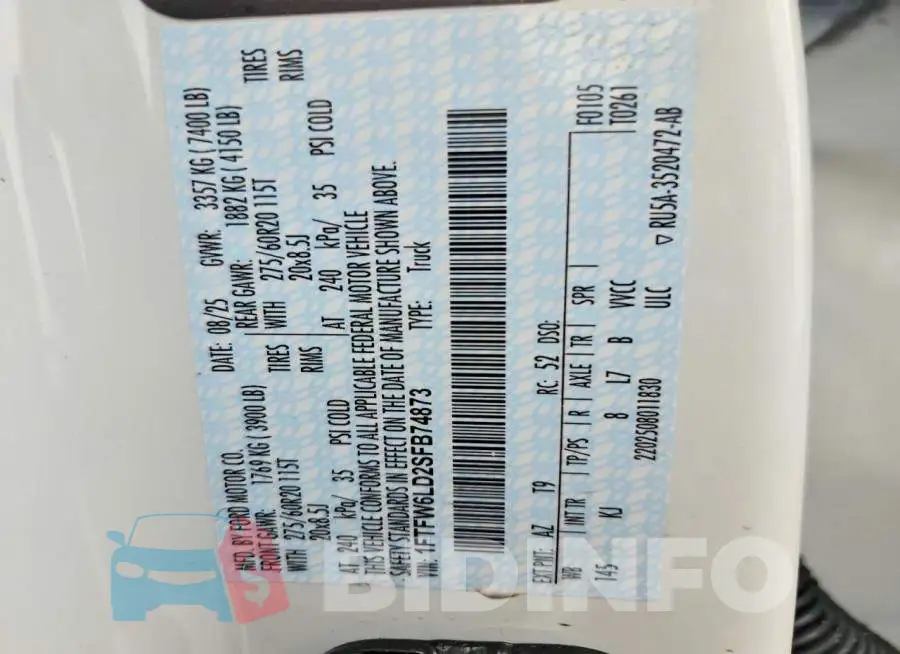 1FTFW6LD2SFB74873 Photo# 12
