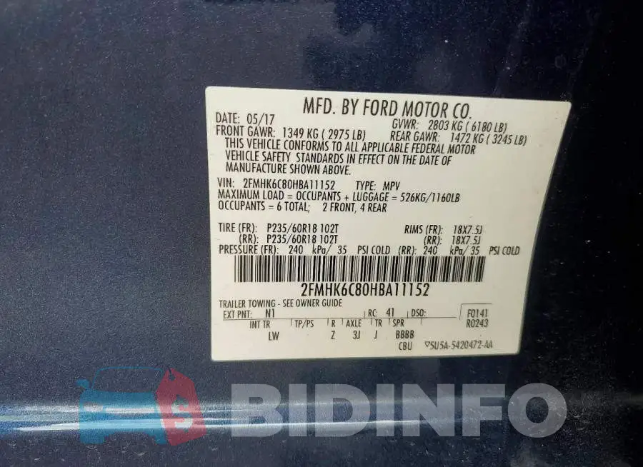 2FMHK6C80HBA11152 Photo# 13
