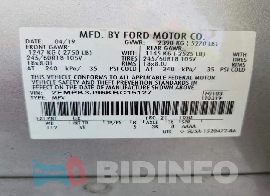 2FMPK3J96KBC15127 Photo# 12