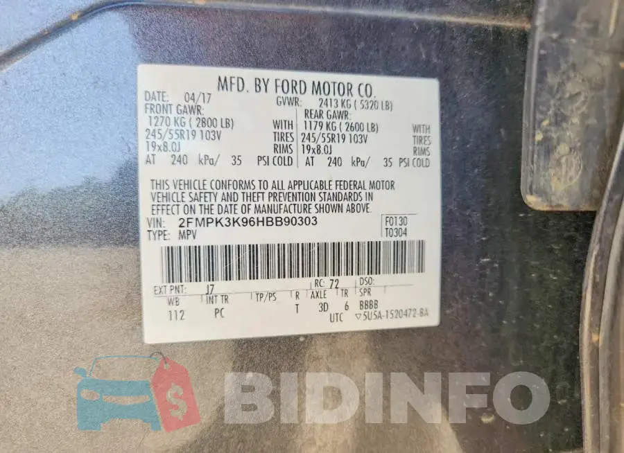 2FMPK3K96HBB90303 Photo# 13