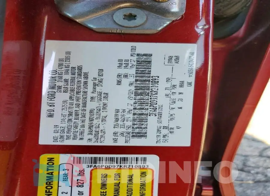 3FA6P0D97KR210893 Photo# 12