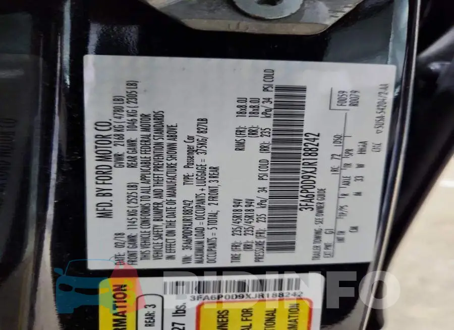 3FA6P0D9XJR188242 Photo# 12