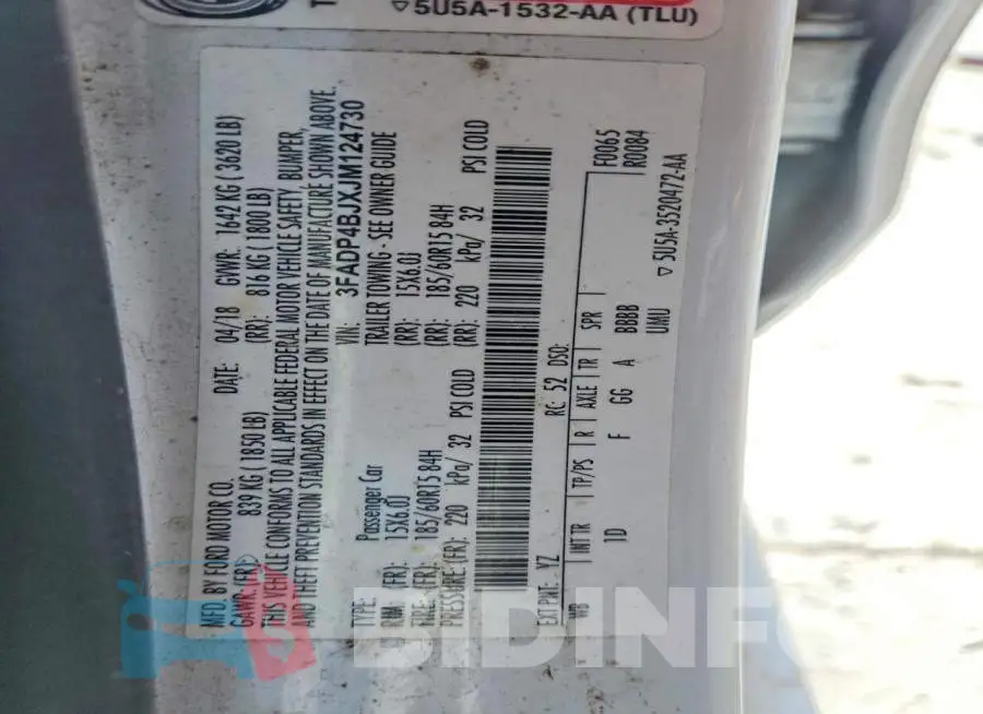 3FADP4BJXJM124730 Photo# 12