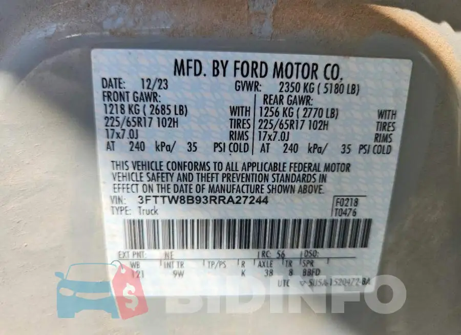 3FTTW8B93RRA27244 Photo# 12
