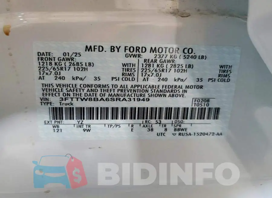 3FTTW8BA6SRA31949 Photo# 12
