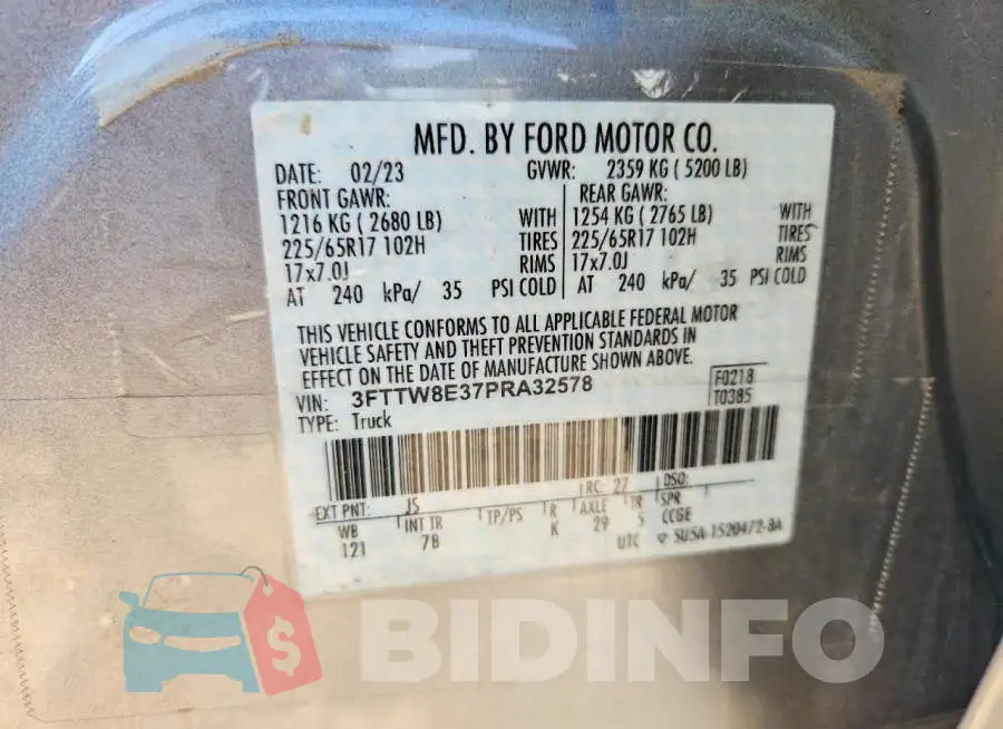 3FTTW8E37PRA32578 Photo# 12