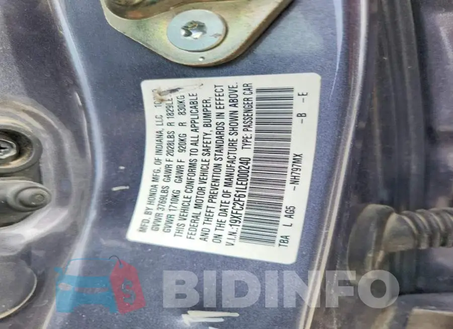 19XFC2F61LE000240 Photo# 12