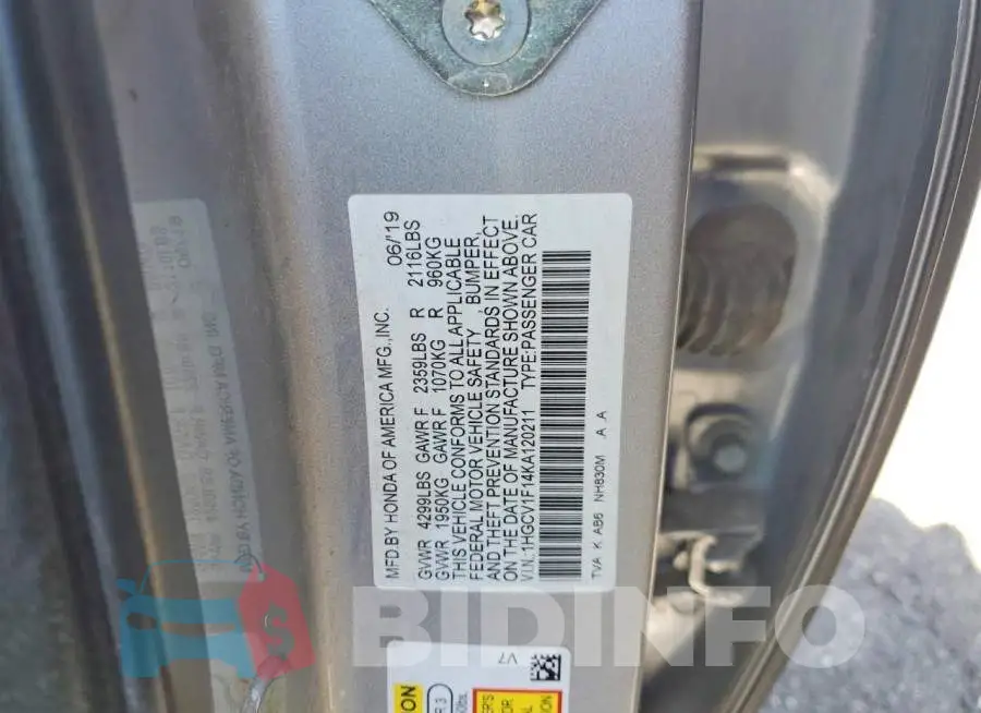 1HGCV1F14KA120211 Photo# 12