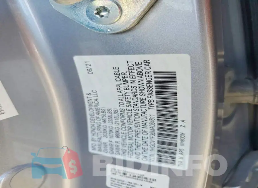 1HGCV1F35MA084811 Photo# 12