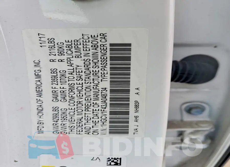 1HGCV1F43JA048734 Photo# 13