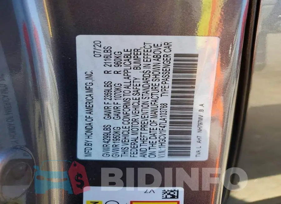 1HGCV1F47LA103768 Photo# 12