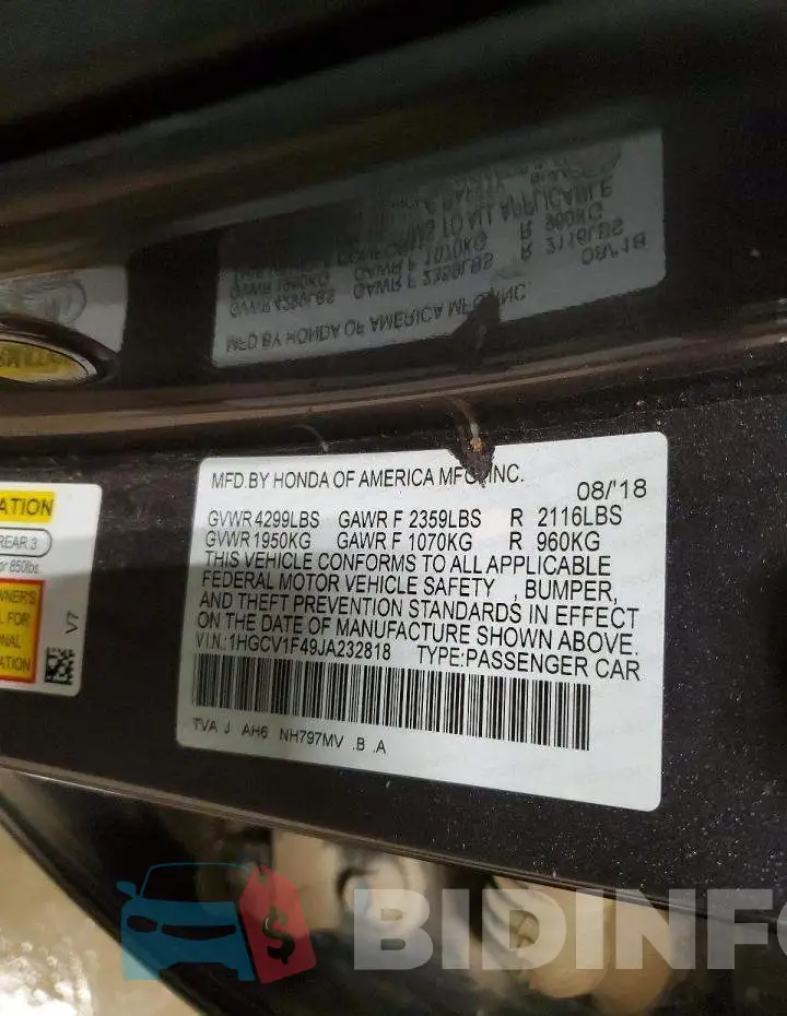 1HGCV1F49JA232818 Photo# 12