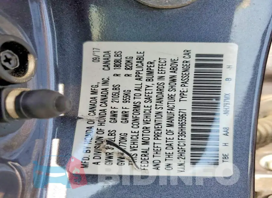2HGFC1F36HH659671 Photo# 13