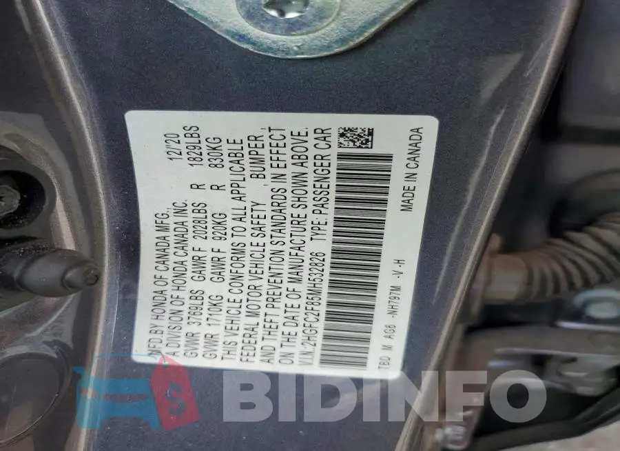 2HGFC2F85MH532826 Photo# 12