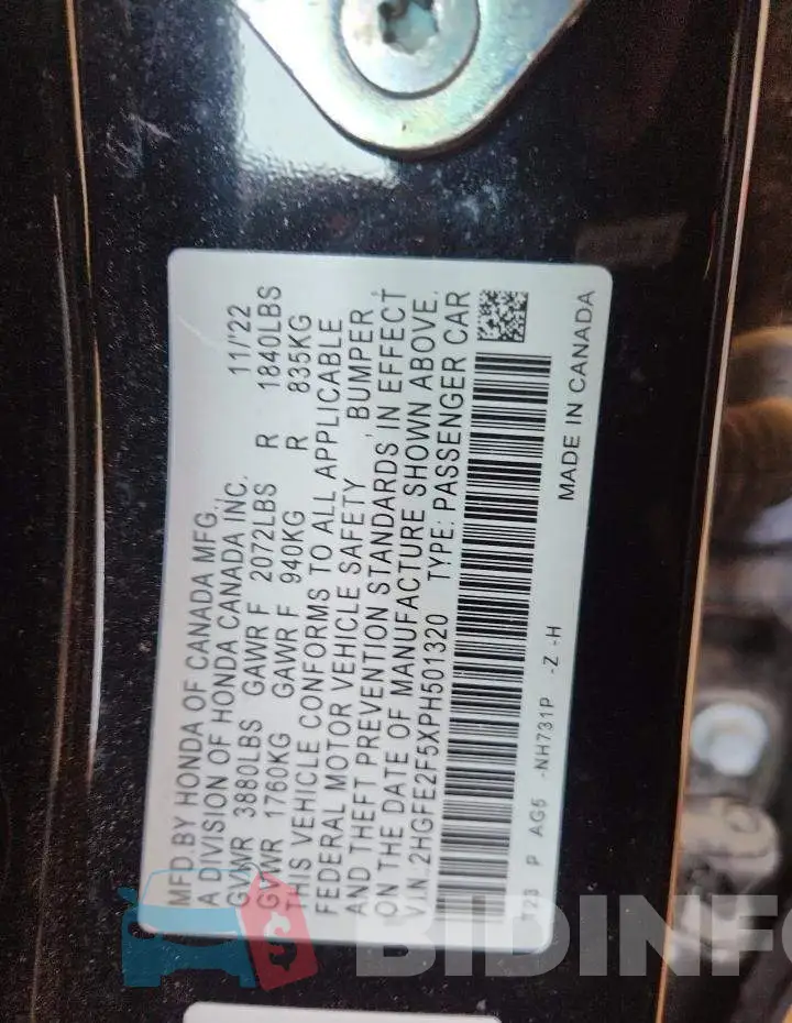2HGFE2F5XPH501320 Photo# 12
