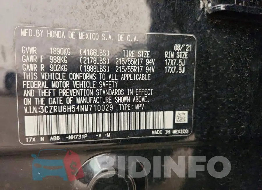 3CZRU6H54NM710029 Photo# 12