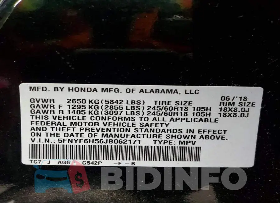 5FNYF6H56JB062171 Photo# 13