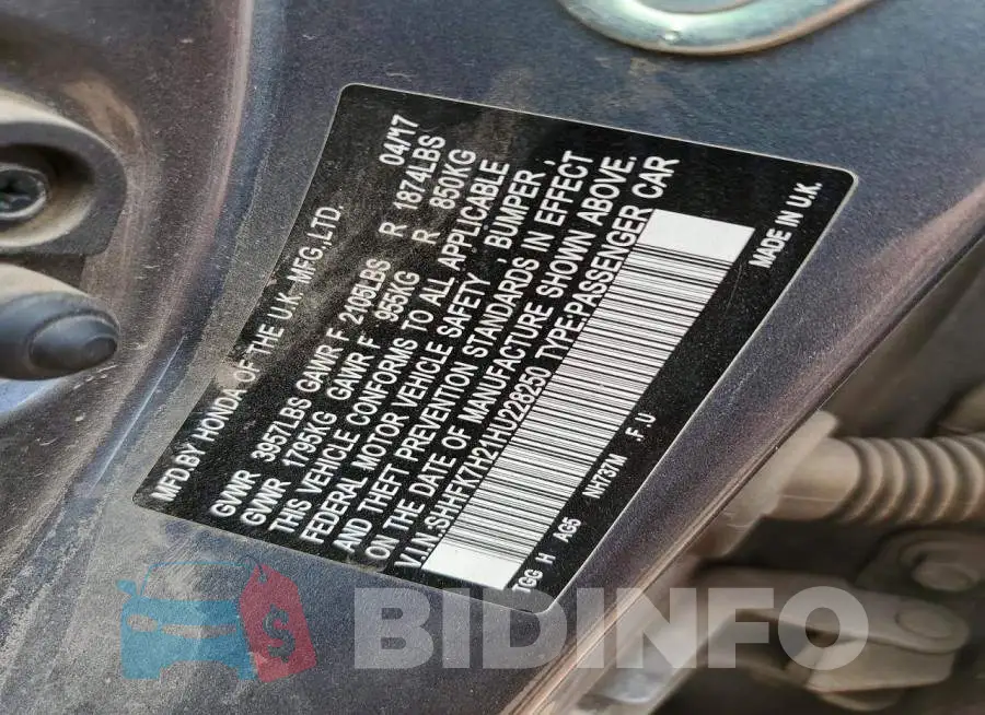 SHHFK7H21HU228250 Photo# 12