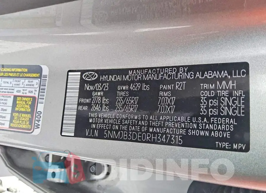 5NMJB3DE0RH347315 Photo# 13