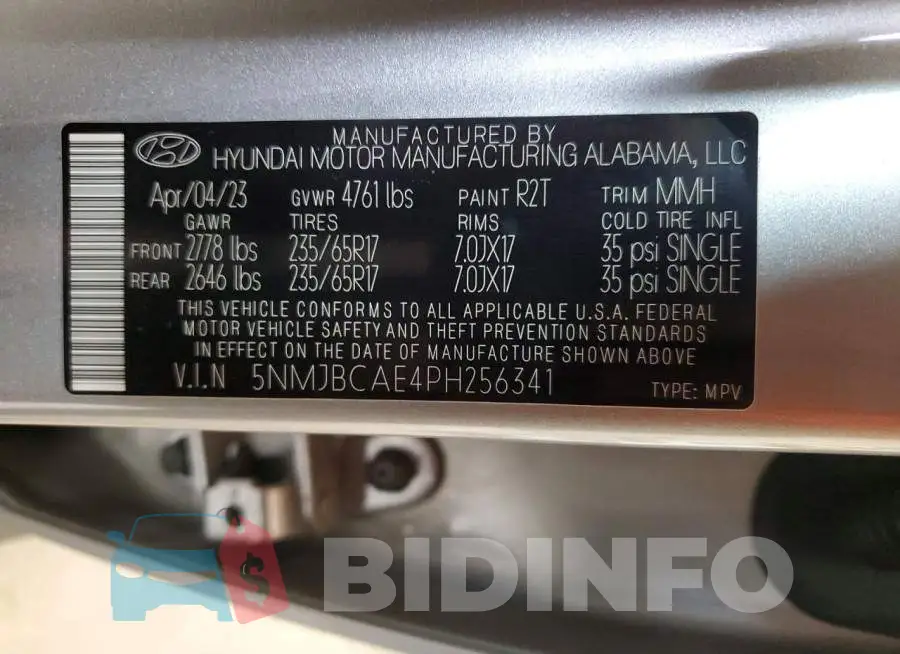 5NMJBCAE4PH256341 Photo# 14