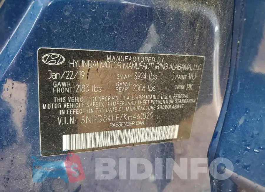 5NPD84LF7KH461025 Photo# 12