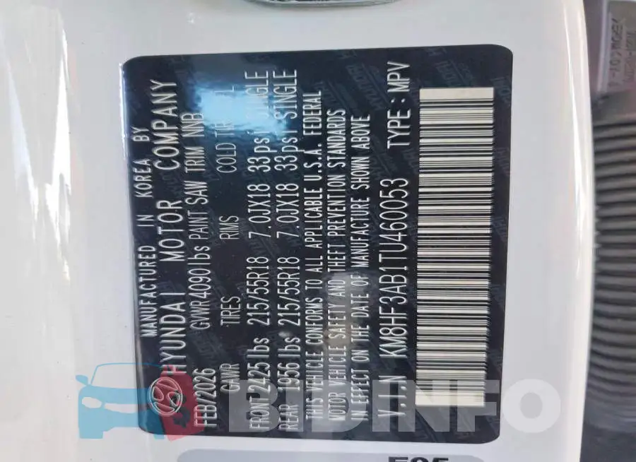 KM8HF3AB1TU460053 Photo# 13