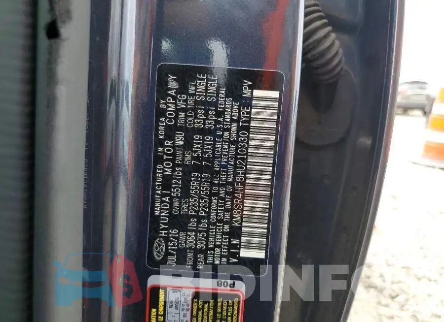 KM8SR4HF8HU210330 Photo# 12