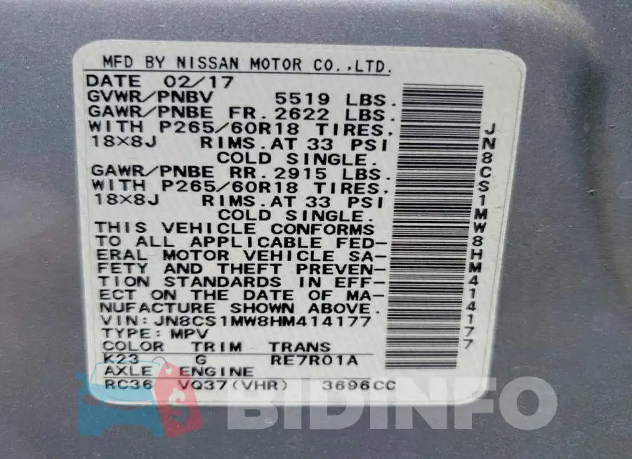 JN8CS1MW8HM414177 Photo# 12