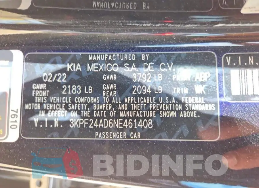 3KPF24AD6NE461408 Photo# 12