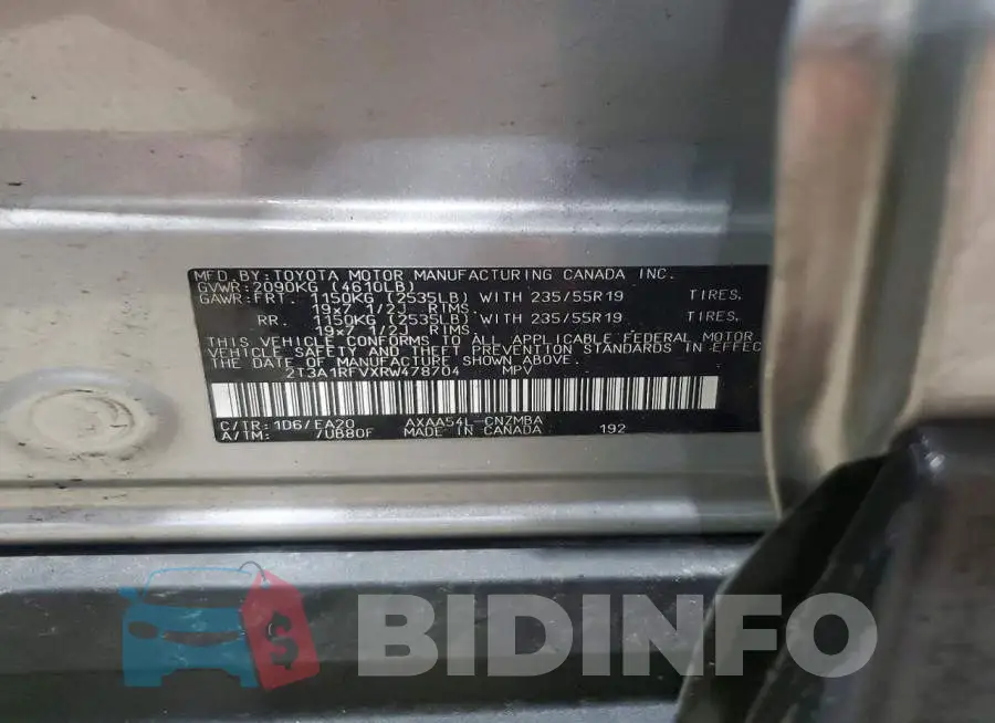2T3A1RFVXRW478704 Photo# 13