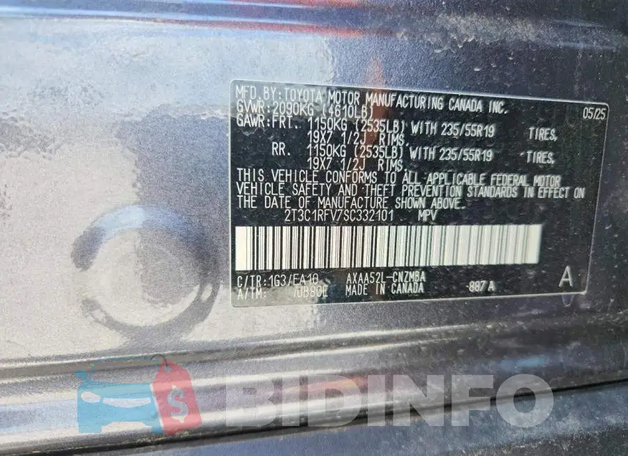2T3C1RFV7SC332101 Photo# 14