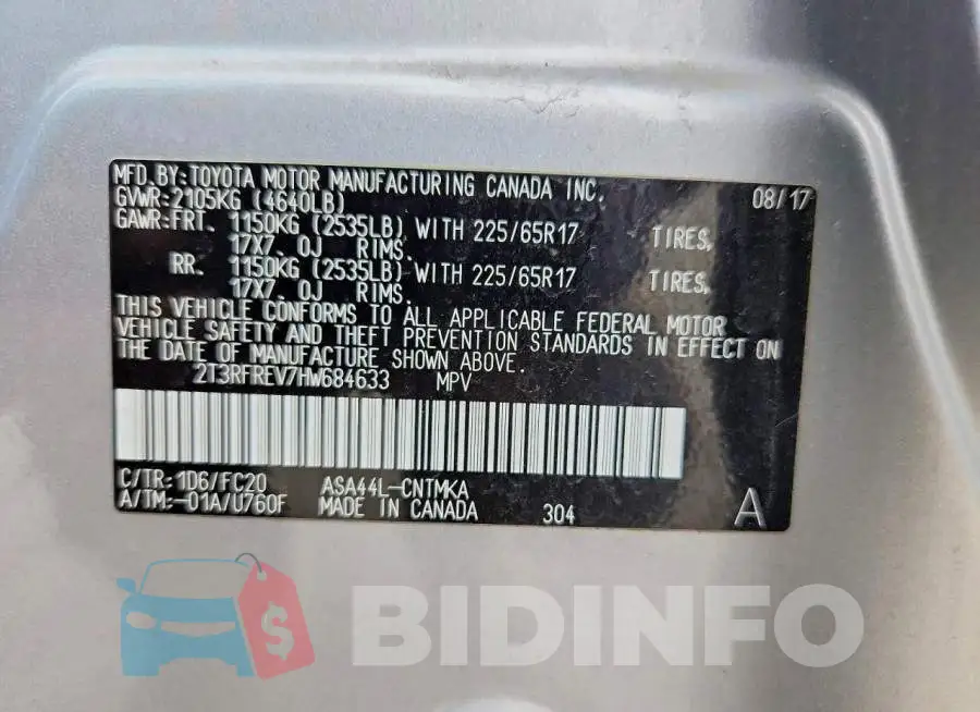 2T3RFREV7HW684633 Photo# 13
